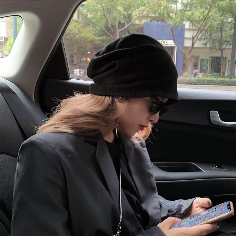 A popular streetwear hat for women, a versatile woolen hat, a thin headpiece, a Korean-style trendy and Japanese-style knitted pile hat for men Specification image
