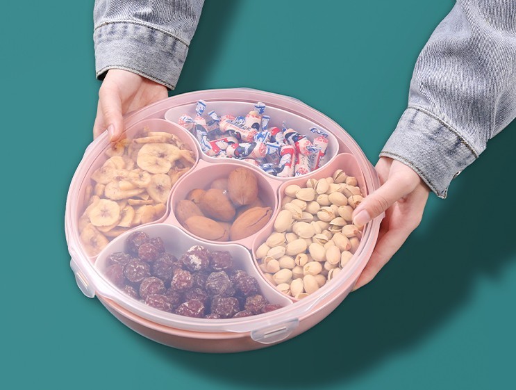 密封圆形果盘（高度8CM）塑料果盘   产品尺寸： 直径27.5×高度6cm详情6