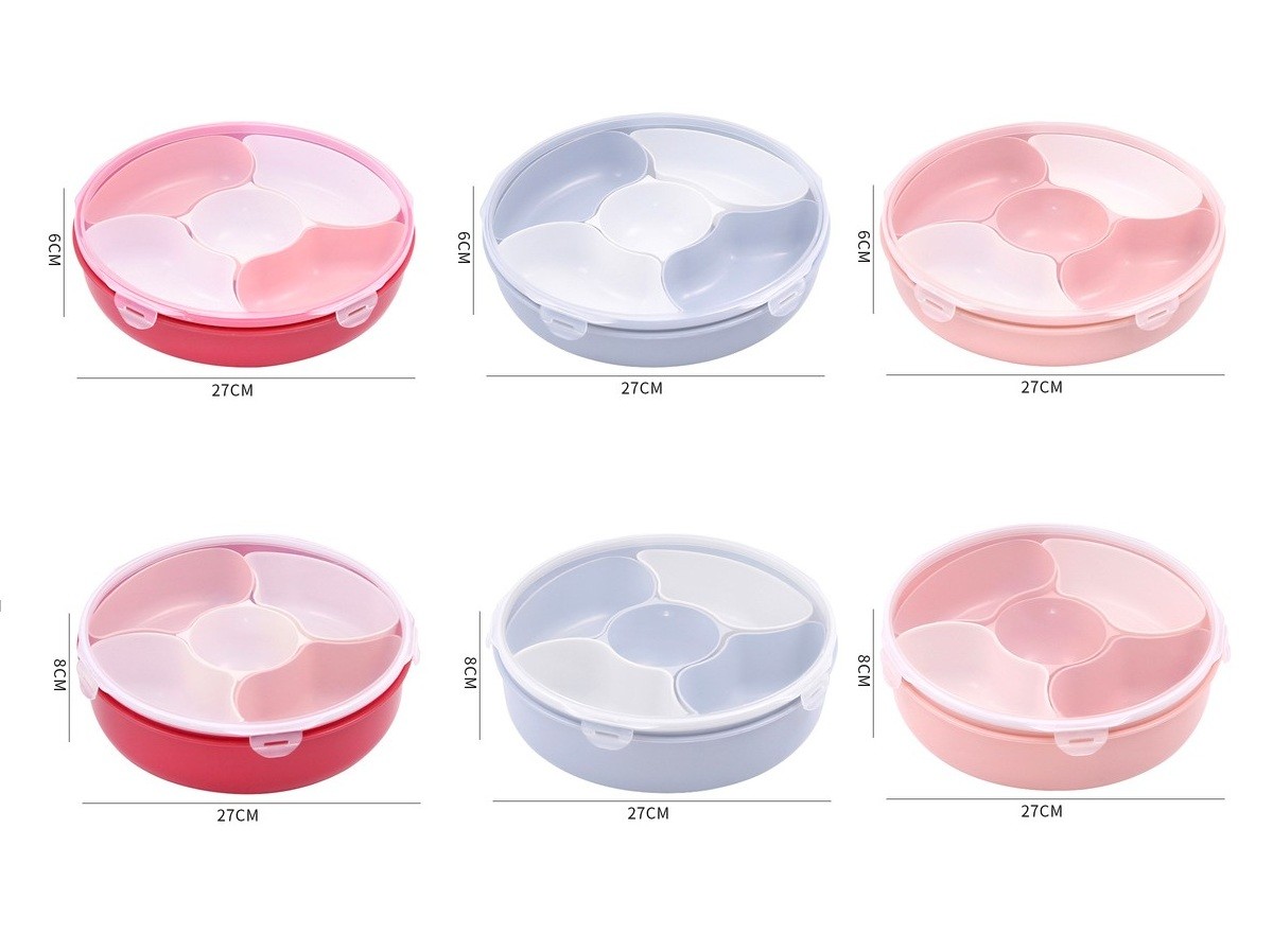 密封圆形果盘（高度8CM）塑料果盘   产品尺寸： 直径27.5×高度6cm详情8