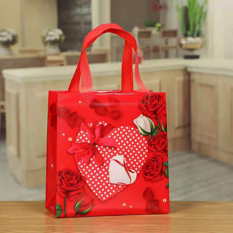 Cartoon non-woven student hand shopping bag gift bag color plastic wrap takeaway food doggy bag wholesale thumbnail