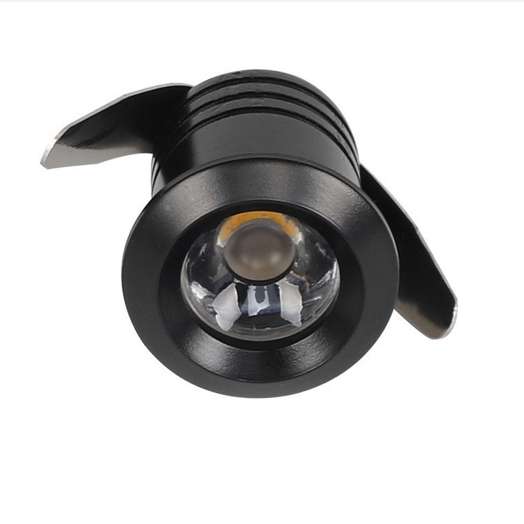 Black 1W mini spotlight with a 2-centimeter hole, LED wine cabinet light, jewelry display cabinet light, and built-in bull's eye light detail image 1