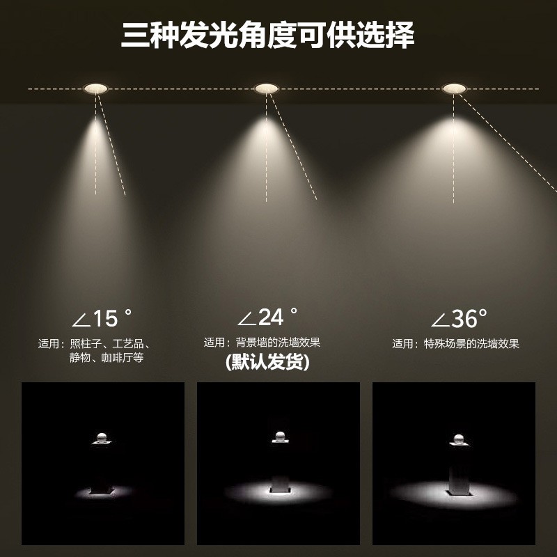 Hotel Wall Wash Spotlights 3Wled Sky Lights Cob Deep Anti-Glare Spotlight Downlights Embedded Spotlights In Guest Rooms Specification drawing