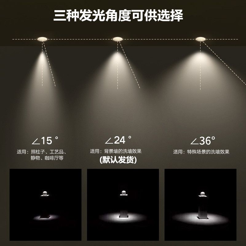 Hotel Wall Wash Spotlights 3Wled Sky Lights Cob Deep Anti-Glare Spotlight Downlights Embedded Spotlights In Guest Rooms Specification drawing