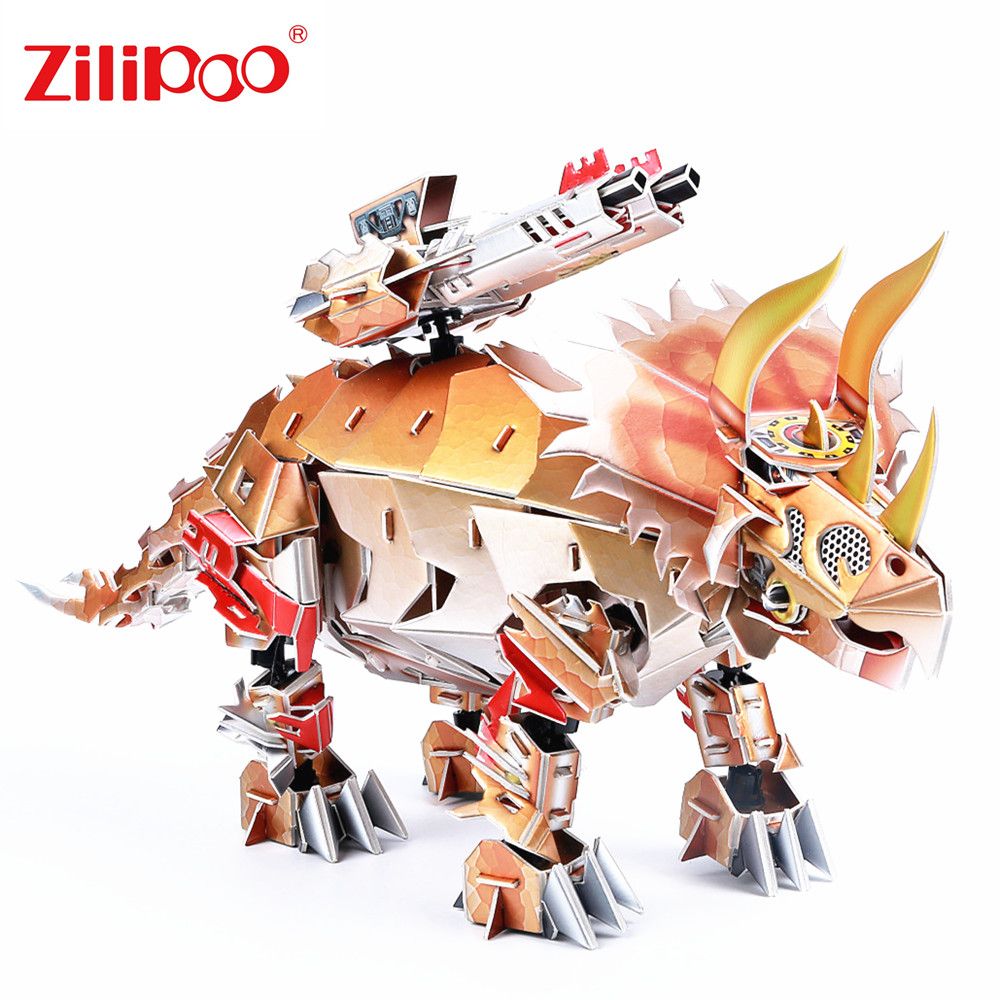 Zilipoo top grade 3D dinosaur puzzle IQ paper puzzle DIY Christmas puzzle for boys thumbnail