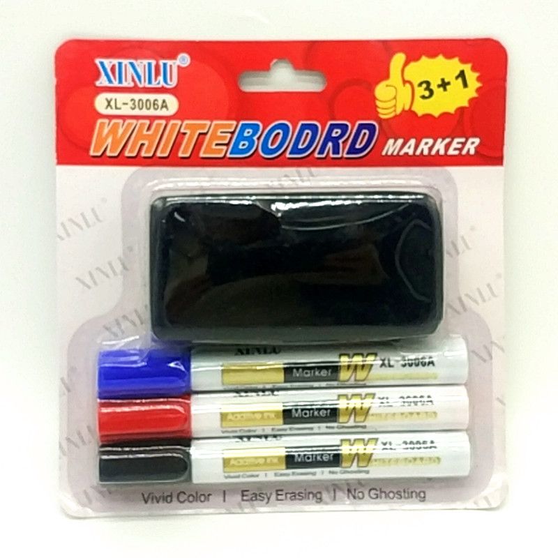 XL-3006A白板笔 可擦记号笔3+1带白板刷白板笔擦