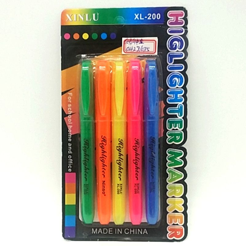 XL-200吸卡5pcs荧光笔 学生记号笔 彩色标记笔