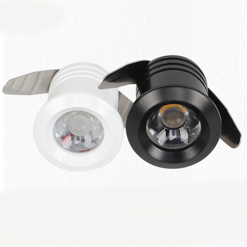 Black 1W mini spotlight with a 2-centimeter hole, LED wine cabinet light, jewelry display cabinet light, and built-in bull's eye light Specification image