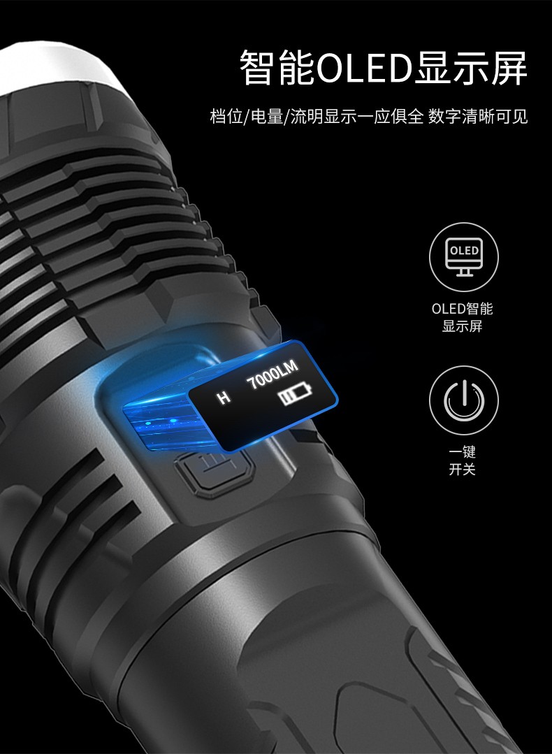 Ultra-bright and powerful flashlight, rechargeable long-range outdoor xenon lamp, high power, ultra-long battery life, 10,000 lumens detail image 4