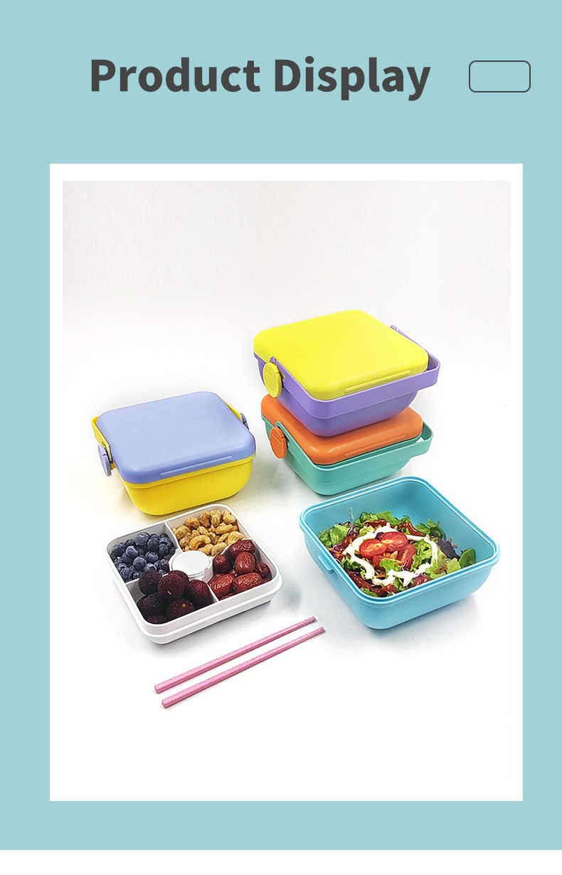 Best-selling portable creative salad bowl, four-compartment food storage box, headphones, lunch box, fashionable plate, hand-held customization detail image 6