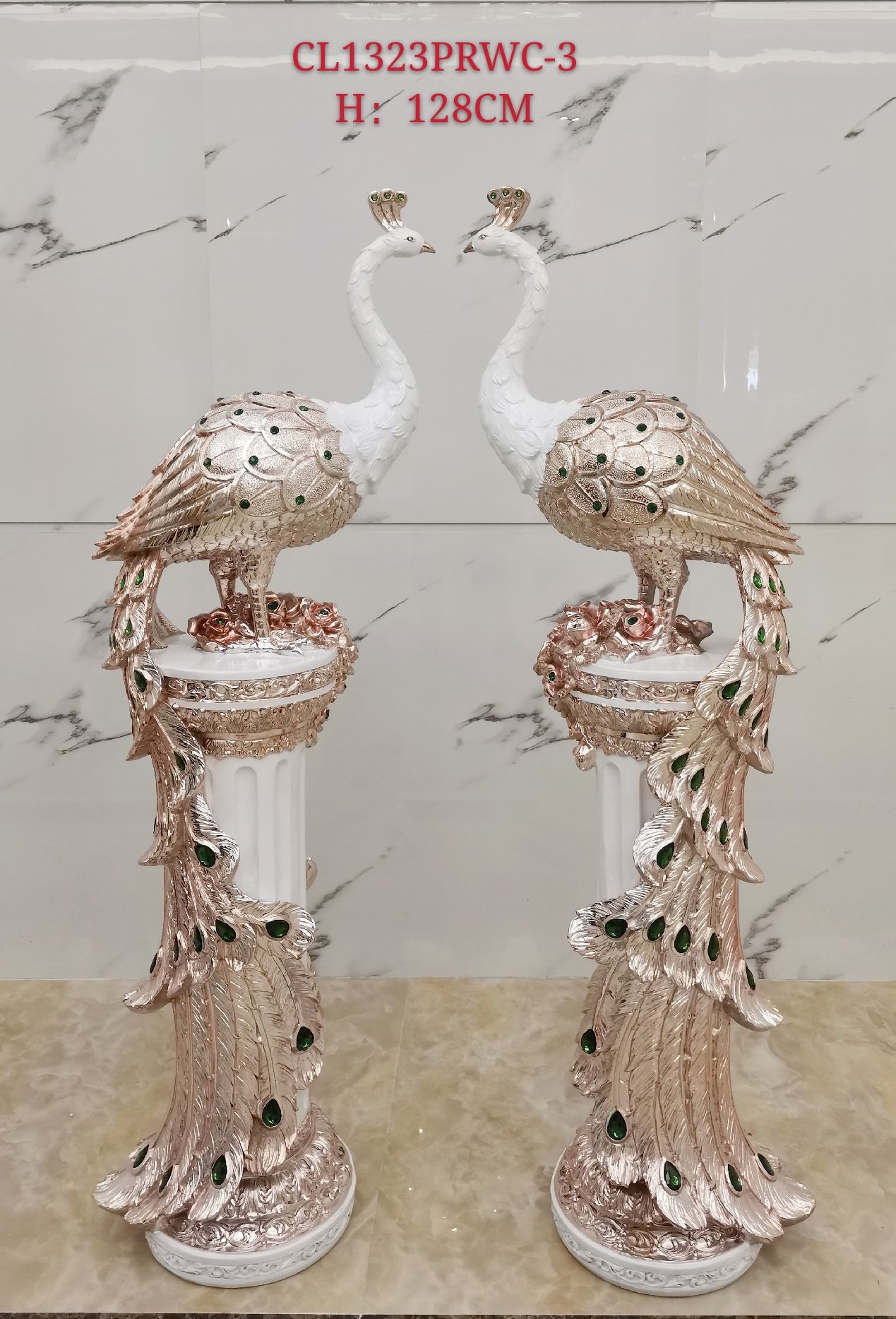 客厅电视柜旁落地摆件奢华创意家居工艺装饰孔雀