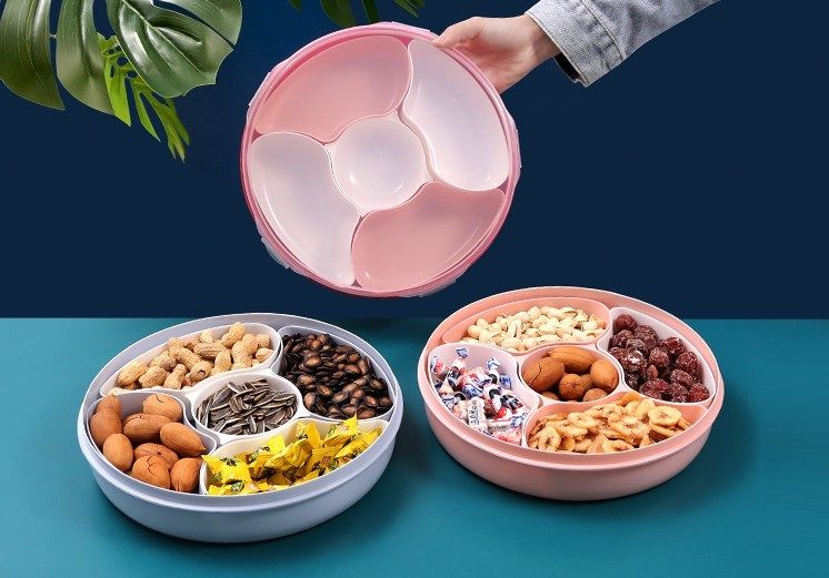 密封圆形果盘（高度8CM）塑料果盘   产品尺寸： 直径27.5×高度6cm