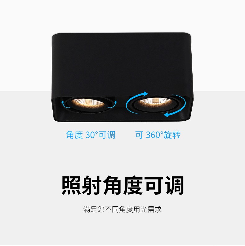 Black 4-Head Square Led Open-Mounted Downlight Double-Head Pit Light Cob Spot Light Ceiling-No Main Light Lighting Living Room Single Head Grille Light Application Scenario