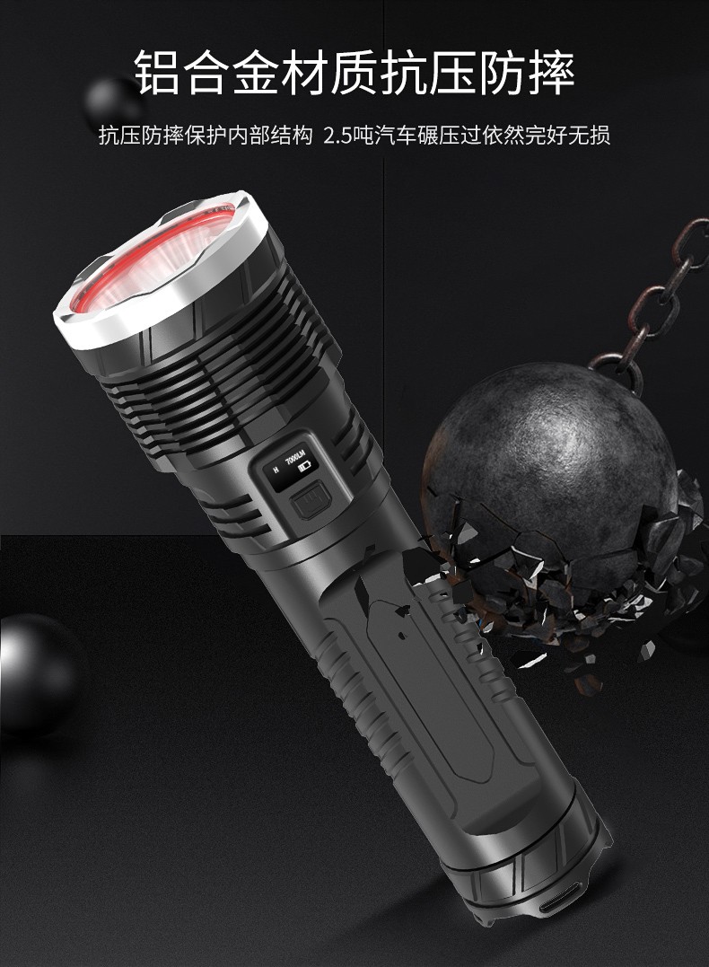 Ultra-bright and powerful flashlight, rechargeable long-range outdoor xenon lamp, high power, ultra-long battery life, 10,000 lumens detail image 18