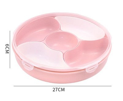 密封圆形果盘（高度8CM）塑料果盘   产品尺寸： 直径27.5×高度6cm详情5