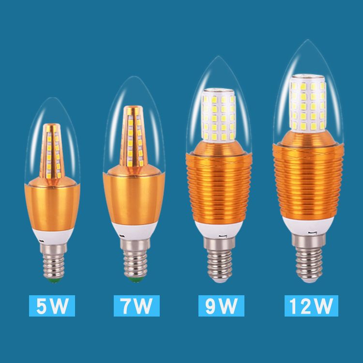 Yellow Light White Led Candle Bulb E14e27b22 Small Screw 5W7w9w12w Energy Saving Tail Light With Crystal Light Application Scenario