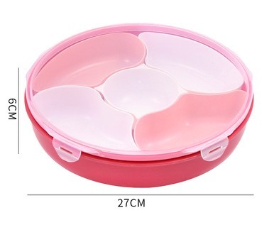 密封圆形果盘（高度8CM）塑料果盘   产品尺寸： 直径27.5×高度6cm详情2