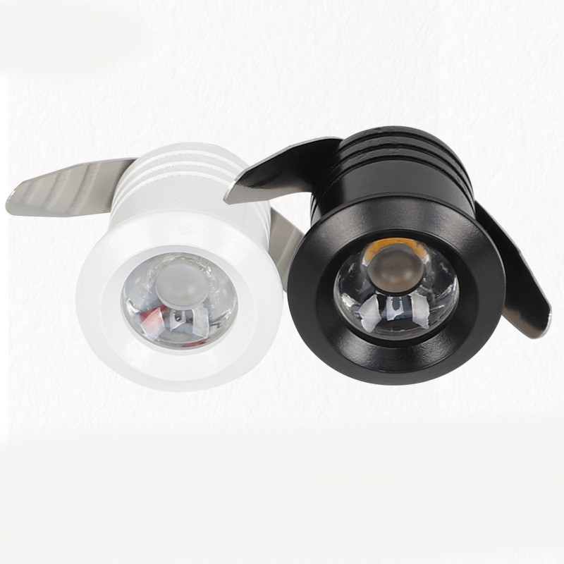 White 1W mini spotlight with a 2-centimeter hole, LED wine cabinet light, jewelry display cabinet light, and built-in bull's eye light detail image 3