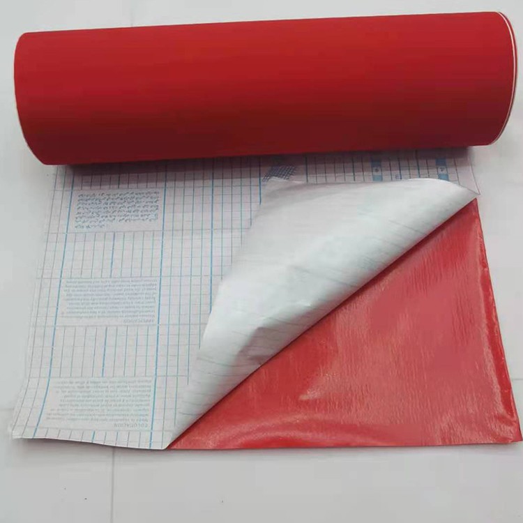 红色pvc纸背景布 带不干胶可贴植绒布柜台装饰底布面料详情图4