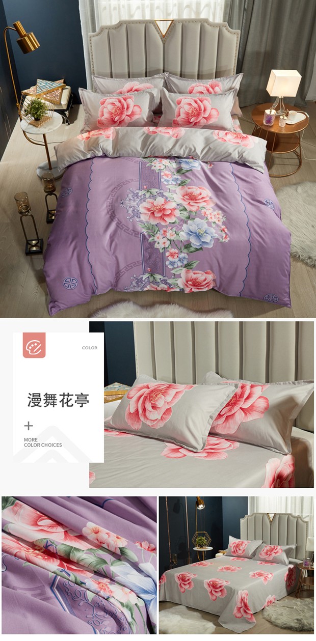 地摊爆款秋冬季生态磨毛四件套加厚大版花德芙棉四件套详情图1