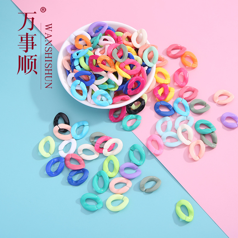 Plastic acrylic open circle chain buckles, colored snap buckles, bag chains, hairpin buckles, diy jewelry accessories details Picture