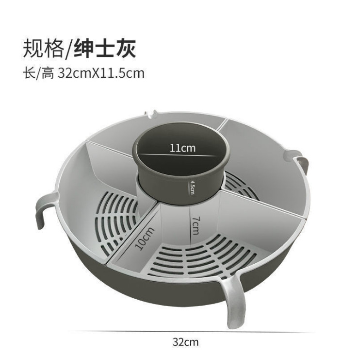 多功能分格火锅拼盘双层蔬菜沥水篮家用厨房洗蔬果旋转沥水盆装菜详情图3