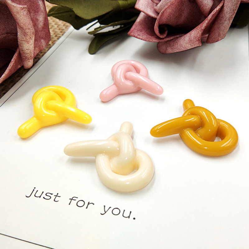 Japanese-style simple acrylic material solid color knotted patch 24x25diy hair clips, earrings, earrings and other accessories wholesale details Picture