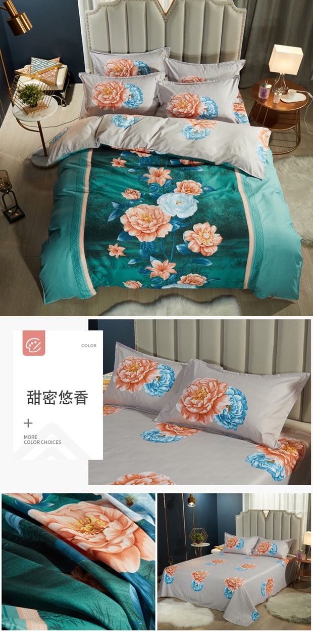 地摊爆款秋冬季生态磨毛四件套加厚大版花德芙棉四件套详情图5