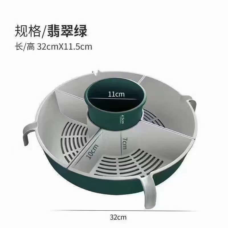 多功能分格火锅拼盘双层蔬菜沥水篮家用厨房洗蔬果旋转沥水盆装菜产品图