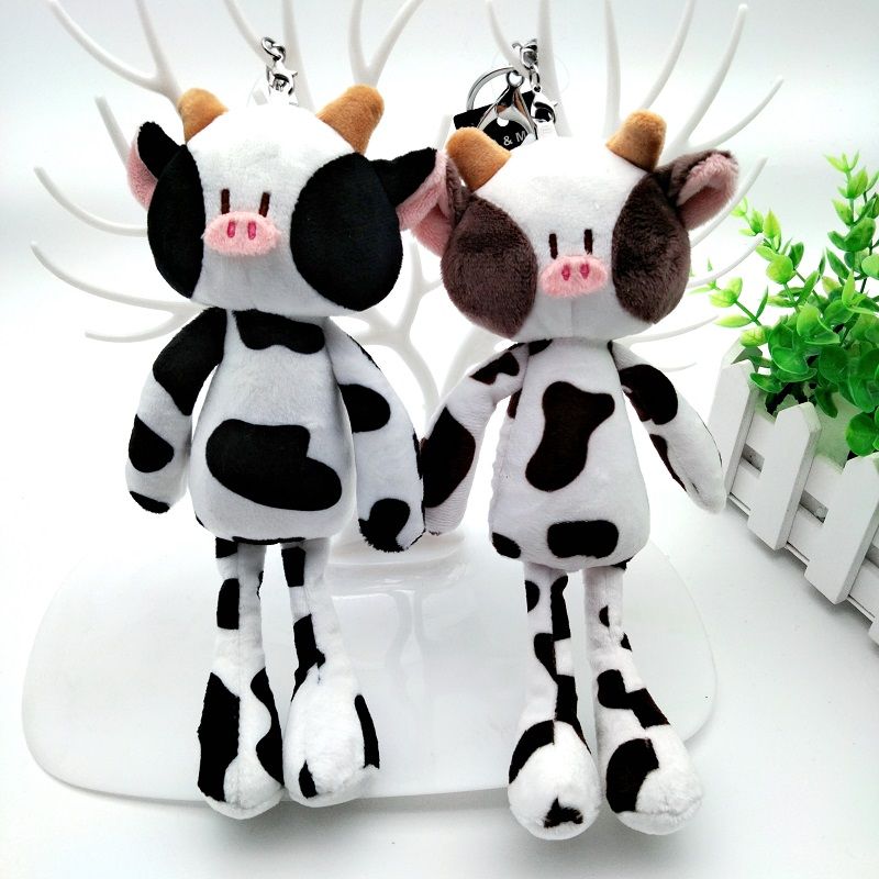 New long legs plush cow keychain doll small doll pendant car backpack cartoon cute gift girl