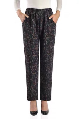Casual pants with subtle floral patterns