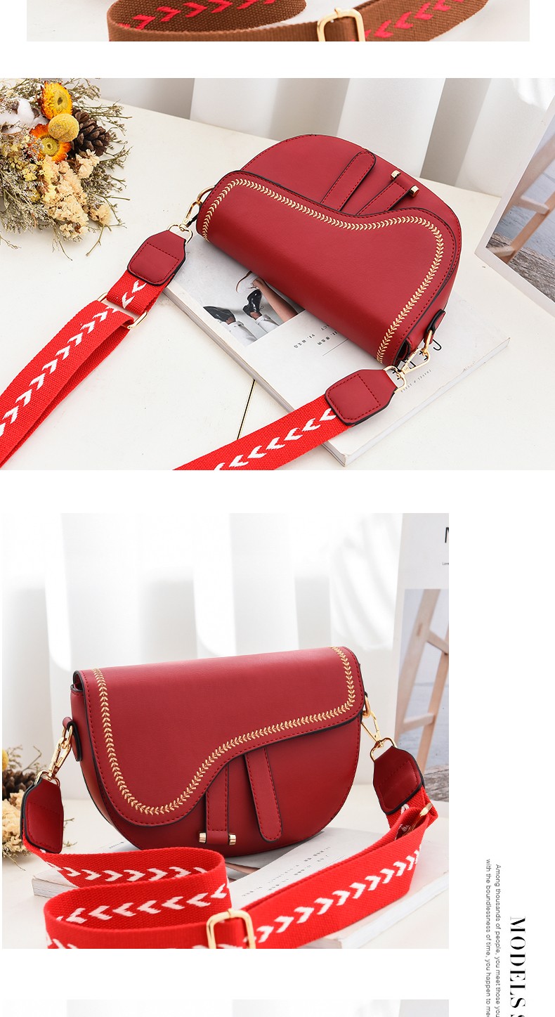 Super popular creative saddle bag for women 2020 Spring/Summer new wide shoulder strap crossbody single-shoulder bag for women direct sales from the manufacturer detail image 16