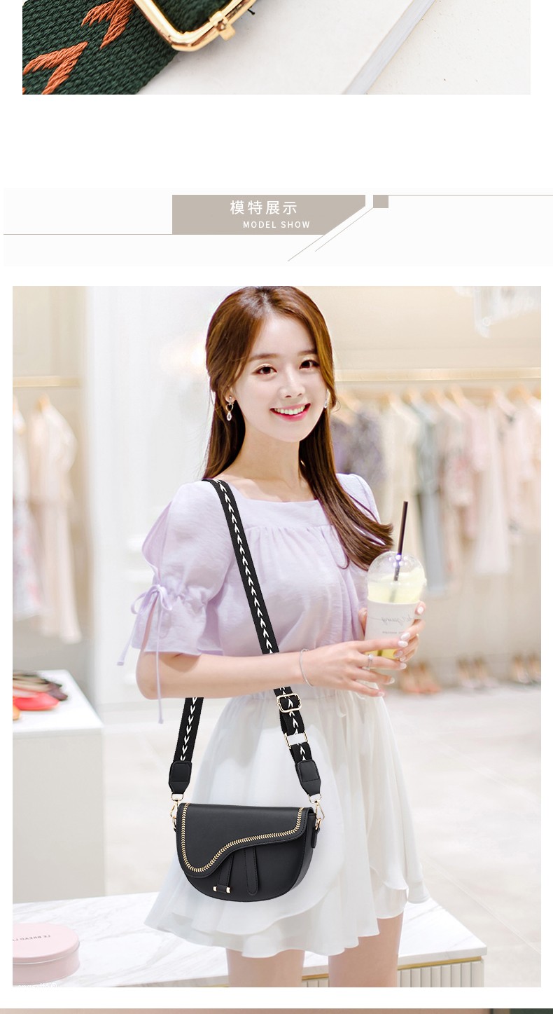 Super popular creative saddle bag for women 2020 Spring/Summer new wide shoulder strap crossbody single-shoulder bag for women direct sales from the manufacturer detail image 2