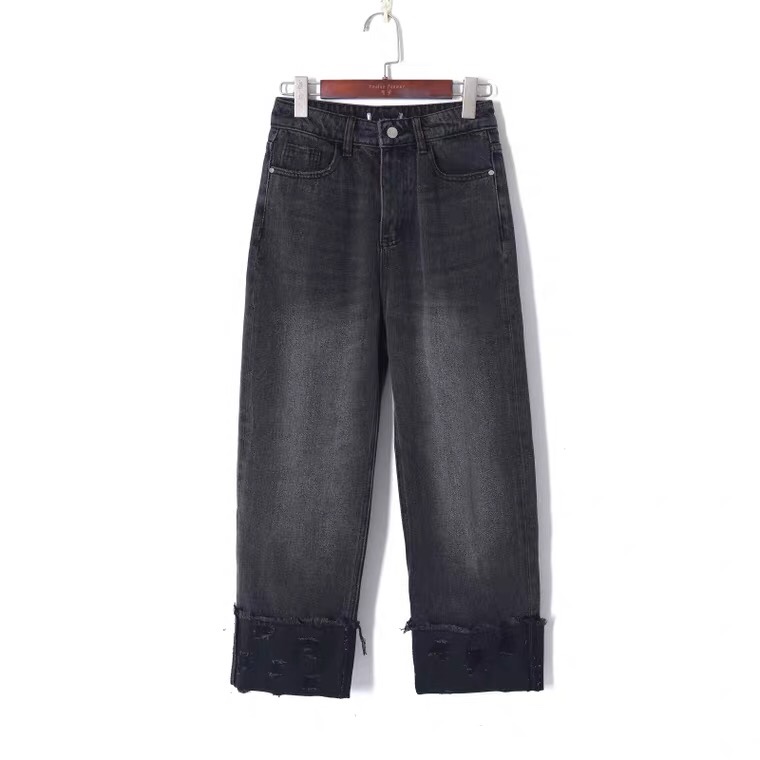 Black loose women's trousers