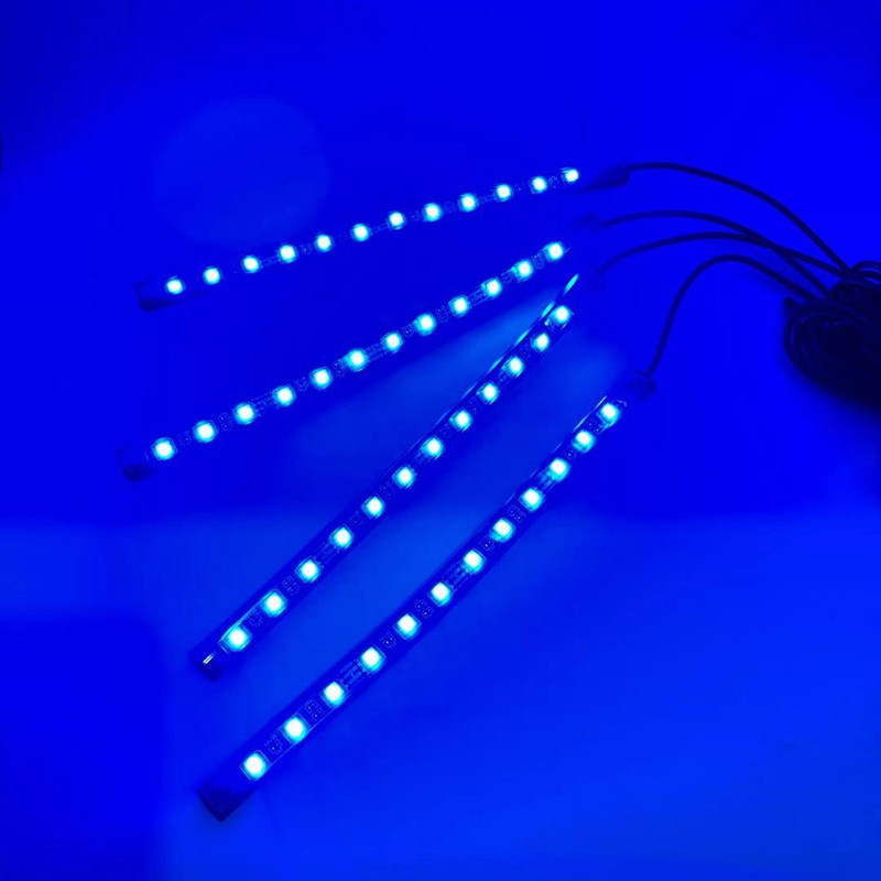 汽车LED车厢氛围灯一拖四脚底改装声控彩灯一拖四12灯新款气氛灯详情图7