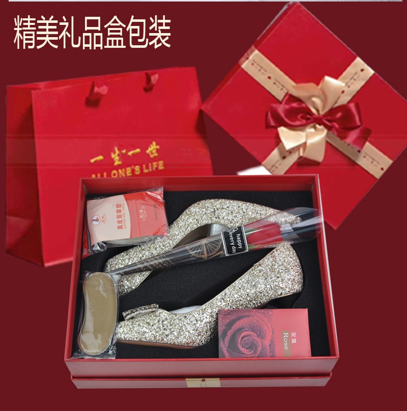 Crystal Sequin Wedding Shoes Women 2020 New Champagne Wedding Dress Two Bridal Shoes Evening Gown Pink Heels undefined