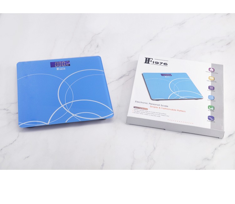 [FF1976-A16993] Tempered glass household body scale, high-precision weight scale with color patterns, electronic body scale detail image 2