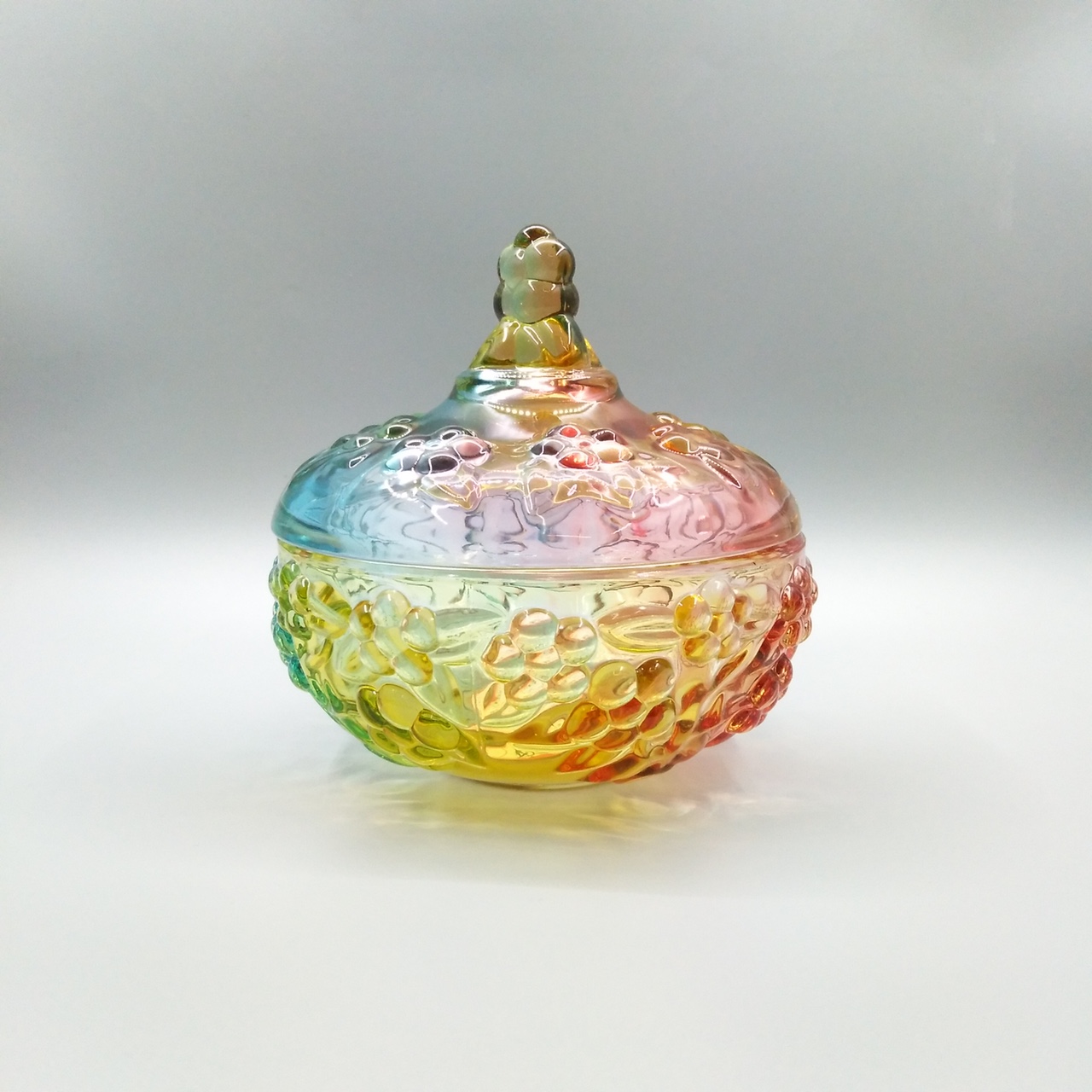 水晶玻璃糖缸 储物罐装饰罐琉璃色首饰盒干果罐蒙古糖缸婚庆喜糖盒