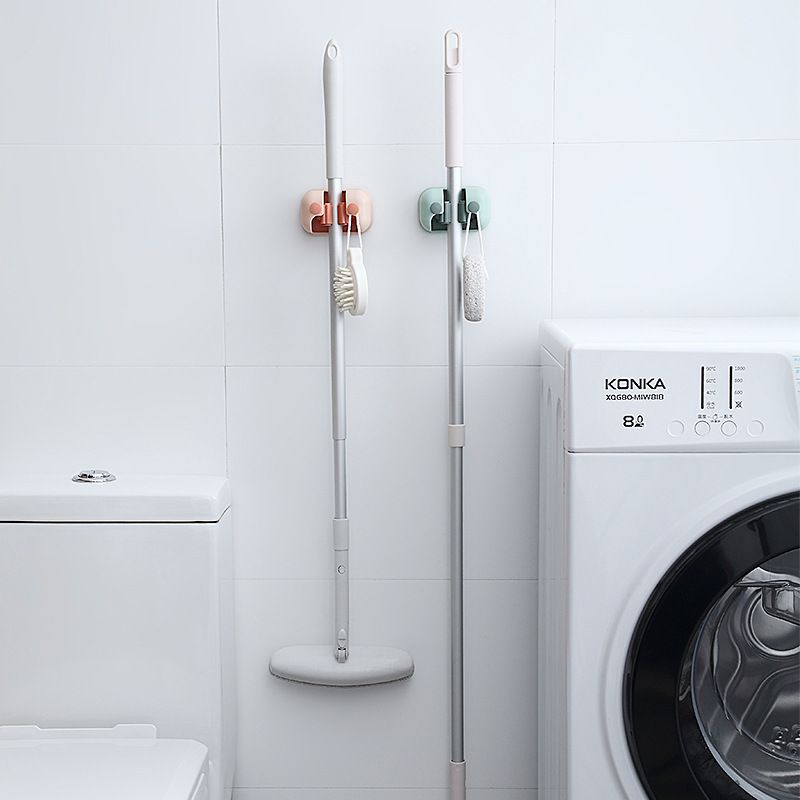 Multi-functional traceless mop holder for storage, bathroom, nail-free wall-mounted broom hanger, mop holder, and daily necessities organization Item Picture