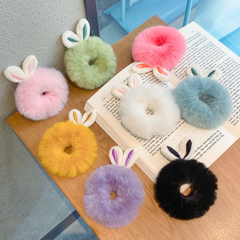 Wool hair ring Autumn winter style headstring girl cute rabbit ears Han version of wool large intestine hair ring tie hair rubber band thumbnail