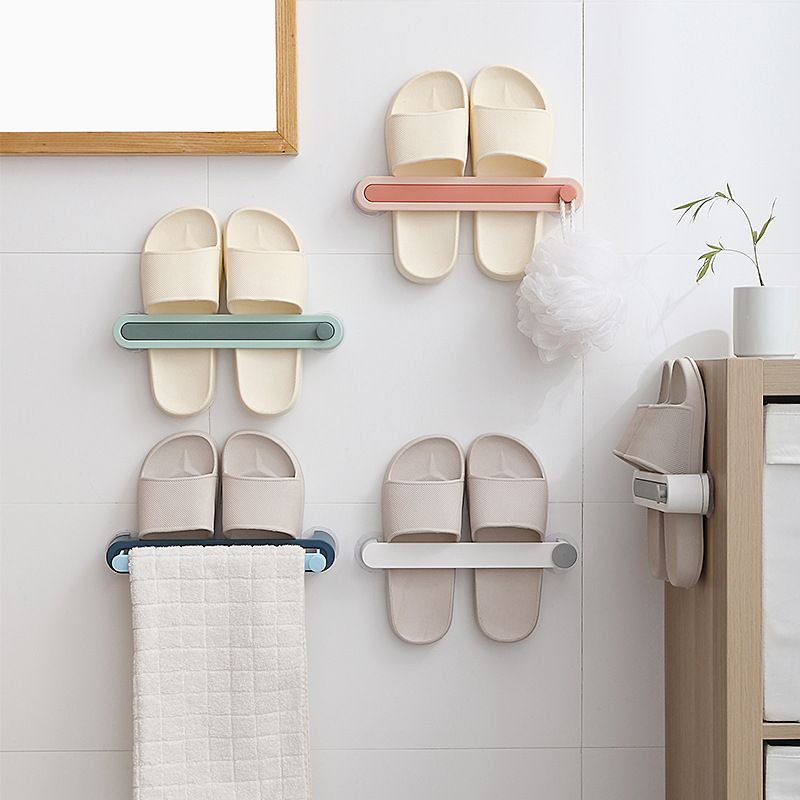 Bathroom slippers storage rack, wall-mounted shoe rack without drilling, multi-layer space-saving storage, bathroom hook details Picture