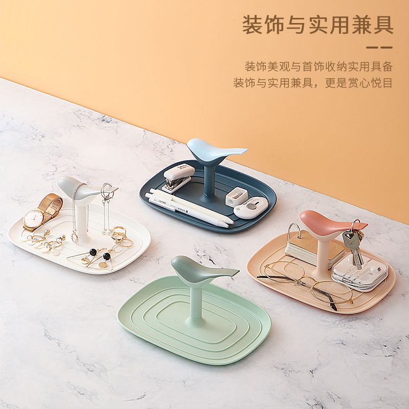 北欧首饰收纳盘 创意小鸟项链耳环饰品架 办公桌面整理收纳盒托盘产品图