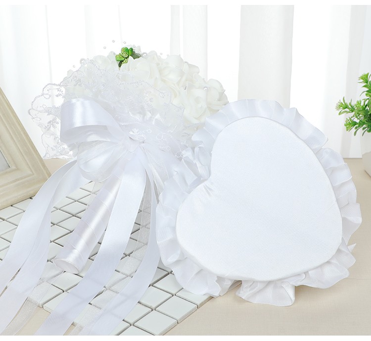 diy artificial pe foam rose ring pillow hand-held bouquet set for cross-border European and American brides' wedding detail image 8