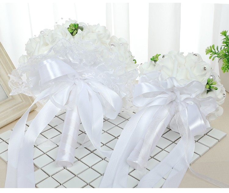 diy artificial pe foam rose ring pillow hand-held bouquet set for cross-border European and American brides' wedding detail image 9