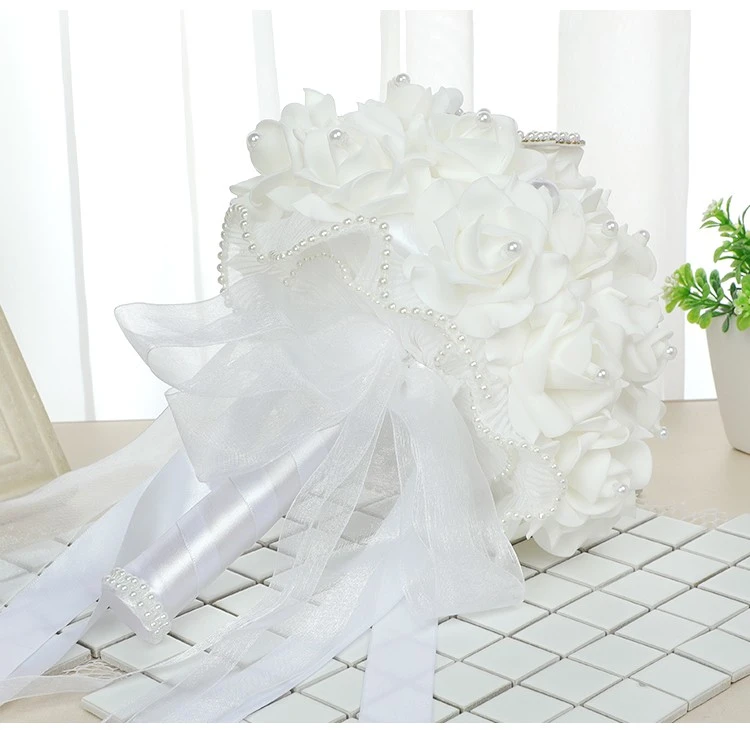 Cross-border European and American creative lace simulation foam rose bouquet wedding bride's bouquet diy customization detail image 10