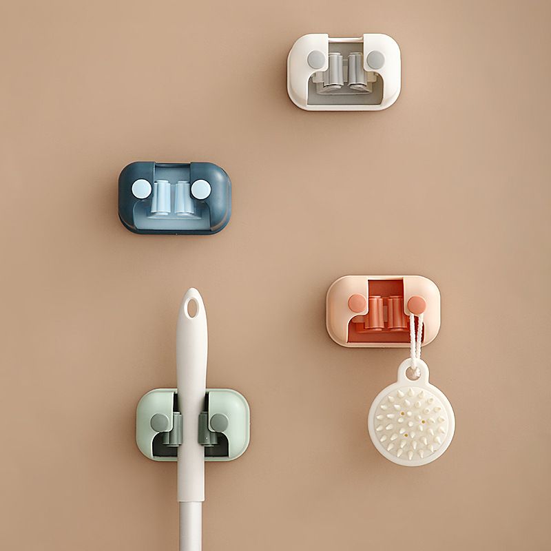 Multi-functional traceless mop holder for storage, bathroom, nail-free wall-mounted broom hanger, mop holder, and daily necessities organization details Picture