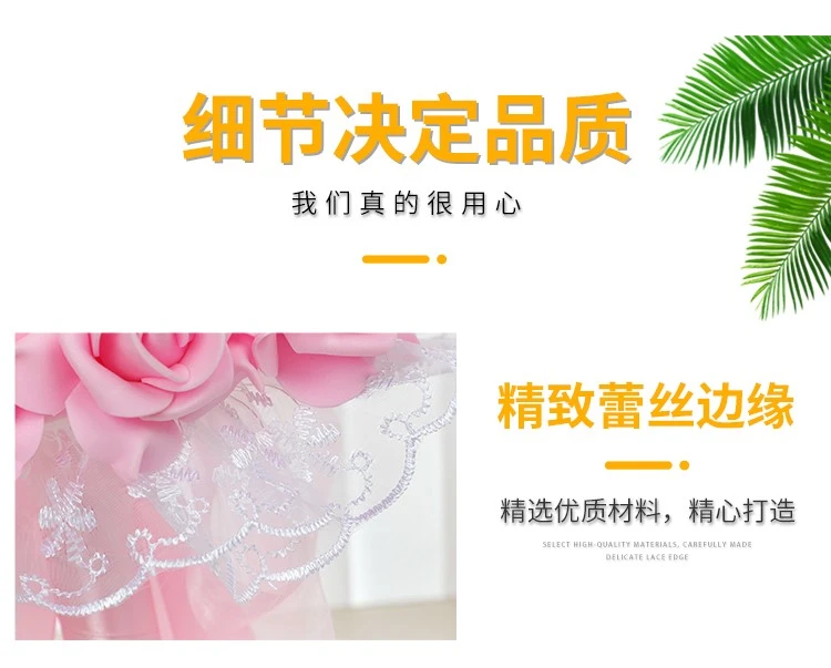 Cross-border European-style bride pe simulation foam hand-held bouquet, wedding bridesmaid handmade lace rose detail image 2