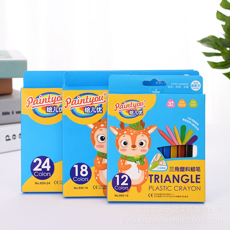 Tiktok Boom 850-36 plastic crayons not dirty hands can be held in one hand simple and convenient Triangle Crayon wholesale factory direct sales thumbnail