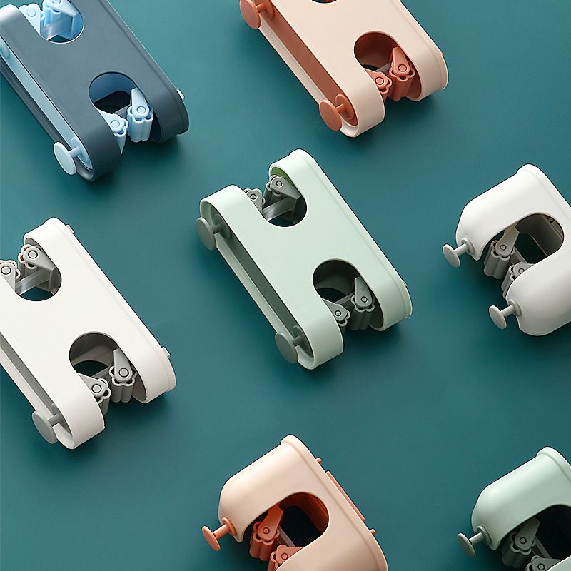 Multi-functional wall-mounted, no need for drilling, space-saving, double slots with 2 hooks, traceless mop clamp, toilet brush, broom slot Specification drawing