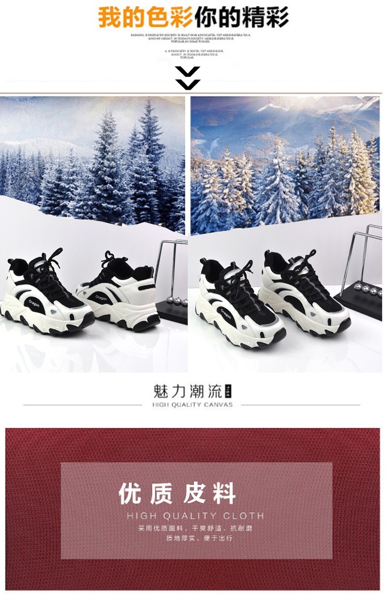 Inside Increase Daddy Shoes Women 2020 Winter New Network Red Ins Tide Thick Sole Plus Velvet Sports Casual Women's Shoes Item Picture