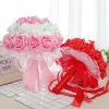 Cross-border European-style bride pe simulation foam hand-held bouquet, wedding bridesmaid handmade lace rose details Picture